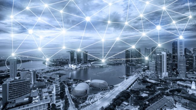 Singapore,Network,Connection,City,With,Line,Of,Network,Connection,In